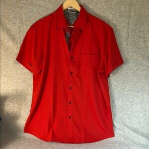 Vibrant Red Casual Button Down Shirt